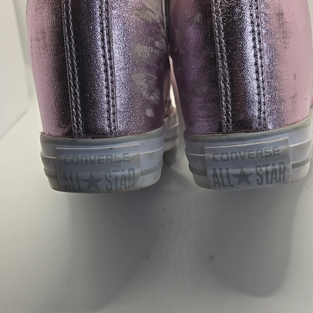 Converse AllStar Lux Mid Hidden Hi Top Wedge Heel Sneakers Metallic Fuschia Sz 9